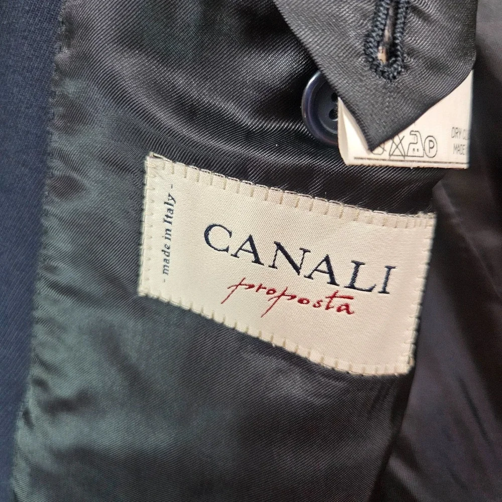 Canali Proposta 44L UK 54L 100% Wool Suit‎ Blazer Jacket Men Dark Navy - Flaw